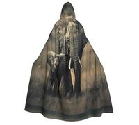 aabkjgfr Robe de sorcière d'Halloween avec imprimé vieux éléphant et jeune éléphant, costume de magicien vampire pour adultes, utilisé pour les fêtes, les mascarades, les carnavals, les fêtes
