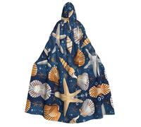 aabkjgfr Robe de sorcière d'Halloween avec motif étoile de mer et coquillages, costume de magicien vampire pour adulte, utilisé pour les fêtes, les mascarades, les carnavals, les fêtes costumées, les