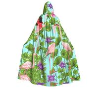 aabkjgfr Robe de sorcière d'Halloween flamant rose avec imprimé fleurs d'amour - Costume de magicien vampire pour adulte, utilisé pour les fêtes, les mascarades, les carnavals, les fêtes costumées