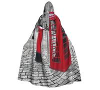 aabkjgfr Robe de sorcière rouge de Londres avec imprimé cabine téléphonique pour Halloween, costume de magicien vampire pour adultes, utilisé pour les fêtes, les mascarades, les carnavals, les fêtes