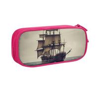 AABSTBFM Ancien bateau pirate dans la mer - Trousse à crayons avec fermeture éclair - Grande capacité - Pour l'école, le bureau, les voyages, rose, Taille unique, Cartable