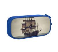 AABSTBFM Ancien bateau pirate dans la mer - Trousse à crayons avec fermeture éclair - Grande capacité - Pour l'école, le bureau, les voyages, bleu, Taille unique, Cartable