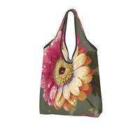 AABSTBFM Beau sac à provisions pliable imprimé de fleurs, 3 pièces, réutilisable, imperméable, grand sac fourre-tout, sac à main et sac de plage