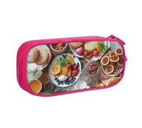 AABSTBFM Belle trousse à crayons imprimée petit déjeuner avec fermeture éclair, grande capacité pour l'école, le bureau, les voyages, rose, Taille unique, Cartable