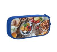 AABSTBFM Belle trousse à crayons imprimée petit déjeuner avec fermeture éclair, grande capacité pour l'école, le bureau, les voyages, bleu, Taille unique, Cartable