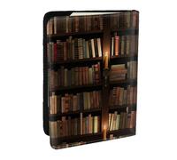 AABSTBFM Book Room Étui de passeport en cuir avec imprimé bibliothèque mystérieuse de 16,5 cm pour homme et femme, Noir , Taille unique