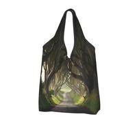 AABSTBFM Dark Hedges Sac à provisions pliable imprimé Irlande du Nord 2 pièces, réutilisable imperméable grand sac fourre-tout, sac à main et sac de plage