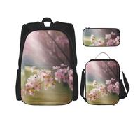 AABSTBFM Ensemble de 3 pièces avec sac à déjeuner et trousse à crayons Motif tournesols au lever du soleil, Fleur de printemps., Taille unique, Sacs à dos de jour