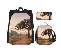 AABSTBFM Ensemble sac à dos d'école imprimé bébé cerf avec sac à déjeuner et trousse à crayons, sac à dos de voyage 3 pièces, Arbre d'Afrique, Taille unique, Sacs à dos de jour