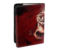 AABSTBFM Étui de passeport en cuir avec imprimé dragon rouge sang de 16,5 cm pour homme et femme, Noir , Taille unique