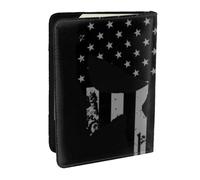 AABSTBFM Étui pour passeport de voyage en cuir avec motif tête de mort et étoiles bleues pour homme et femme 16,5 cm, Noir , Taille unique