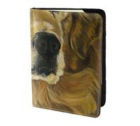 AABSTBFM Golden Retriever Porte-passeport en cuir avec imprimé 14 cm pour homme et femme, Noir , Taille unique