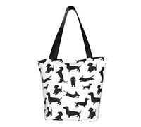 AABSTBFM Grand sac fourre-tout imprimé Londres pour femmes et filles - Sac à bandoulière polyvalent, sac à main et sac de plage, Black Dogs Teckel, Taille unique