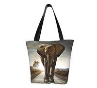 AABSTBFM Grand sac fourre-tout imprimé plage tropicale palmier coucher de soleil pour femmes filles - Sac à bandoulière polyvalent, sac à main et sac de plage, Éléphant 3D., Taille unique