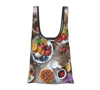 AABSTBFM Grand sac fourre-tout réutilisable et imperméable avec imprimé de feuilles de sapin et de sapin, Beau petit déjeuner, Taille unique