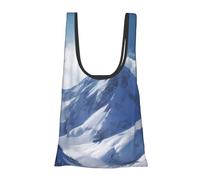 AABSTBFM Grand sac fourre-tout réutilisable et imperméable avec imprimé paysage rouge étoilé, Snow Mountain., Taille unique