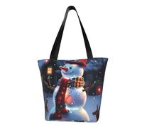 AABSTBFM Grand sac fourre-tout traditionnel imprimé carpes koï avec pois pour femmes et filles - Sac à bandoulière polyvalent, sac à main et sac de plage, Lumières de vacances bonhomme de neige