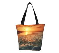 AABSTBFM Grand sac fourre-tout traditionnel imprimé carpes koï avec pois pour femmes et filles - Sac à bandoulière polyvalent, sac à main et sac de plage, Coucher de soleil sur la, Taille unique