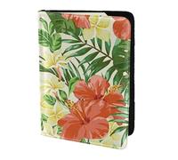 AABSTBFM Hojas Tropicales y Flores Porte-passeport en cuir avec imprimé floral 14 cm pour homme et femme, Noir , Taille unique