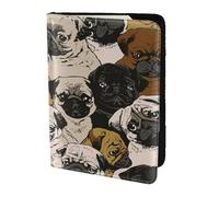 AABSTBFM Imagen De Pug Porte-passeport imprimé 14 cm, étui de voyage en cuir pour passeport pour cartes pour homme et femme, Noir , Taille unique