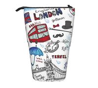 AABSTBFM London Trousse à crayons verticale extensible multifonction pour l'école, le bureau et les voyages, london, Taille unique, Cartable
