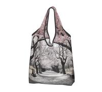 AABSTBFM Lot de 3 grands sacs à provisions pliables imprimés Cherry Blossoms Park - Réutilisables et imperméables - Grand sac fourre-tout, sac à main et sac de plage
