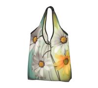 AABSTBFM Lot de 3 sacs de courses pliables imprimés avec des fleurs différentes - Réutilisables et imperméables - Grand sac fourre-tout, sac à main et sac de plage