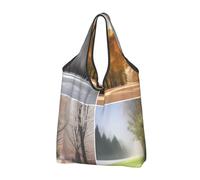 AABSTBFM Lot de 3 sacs de courses pliables imprimés toutes saisons, réutilisables et imperméables, grand sac fourre-tout, sac à main et sac de plage