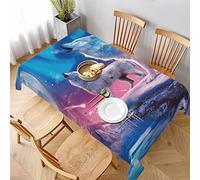 AABSTBFM Nappe rectangulaire 228 x 152 cm - Imprimé loup hurlant - Lavable - Imperméable - Sans plis - Décoration de table