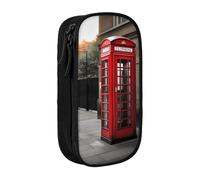 AABSTBFM Phone Booth in London Streets Trousse à crayons imprimée de grande capacité avec fermeture éclair pour l'école, le bureau, les voyages, noir, Noir , Taille unique, Cartable