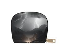 AABSTBFM Porte-cartes en cuir synthétique imprimé fleur blanche pour homme et femme, Paysage tonnerre, Taille unique, Moderne