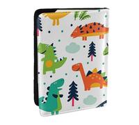 AABSTBFM Porte-passeport coloré imprimé dinosaures 16,5 cm, étui de voyage en cuir pour passeport pour homme et femme, Noir , Taille unique