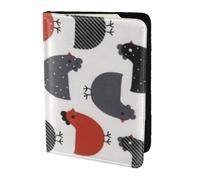 AABSTBFM Porte-passeport créatif imprimé poule de dessin animé 14 cm, étui de passeport de voyage en cuir pour cartes portefeuille pour femmes et hommes, Noir , Taille unique