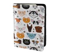 AABSTBFM Porte-passeport de voyage en cuir avec motif chat et chien de dessin animé de 14 cm pour homme et femme, Noir , Taille unique
