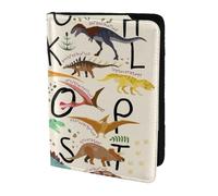 AABSTBFM Porte-passeport élégant pour apprendre les lettres de l'alphabet avec dinosaures imprimés 14 cm, étui de voyage en cuir pour passeport pour homme et femme, Noir , Taille unique