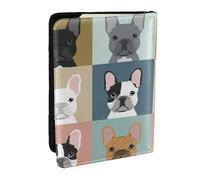 AABSTBFM Porte-passeport en cuir avec imprimé bouledogue français de 16,5 cm pour homme et femme, Noir , Taille unique