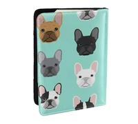 AABSTBFM Porte-passeport en cuir avec imprimé bouledogue français de 16,5 cm pour homme et femme, Noir , Taille unique