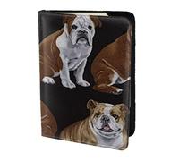 AABSTBFM Porte-passeport en cuir avec imprimé bouledogues anglais de 14 cm pour homme et femme, Noir , Taille unique