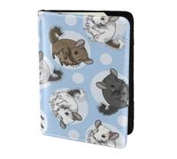 AABSTBFM Porte-passeport en cuir avec imprimé chinchillas et lune bleu de 14 cm pour homme et femme, Noir , Taille unique