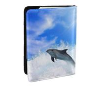 AABSTBFM Porte-passeport en cuir avec imprimé dauphin mignon de 16,5 cm pour homme et femme, Noir , Taille unique