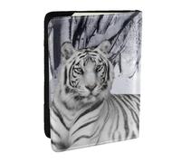 AABSTBFM Porte-passeport en cuir avec imprimé tigre blanc de 16,5 cm pour homme et femme, Noir , Taille unique