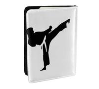 AABSTBFM Porte-passeport imprimé Karate-highkick-icon 16,5 cm, étui de voyage en cuir pour passeport de voyage pour femmes hommes, Noir , Taille unique