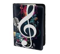 AABSTBFM Porte-passeport imprimé notes de musique 14 cm, étui de voyage en cuir pour passeport pour homme et femme, Noir , Taille unique