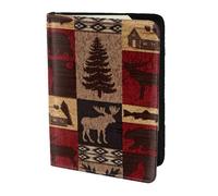AABSTBFM Porte-passeport imprimé ours cerf et poisson 14 cm, étui de passeport de voyage en cuir pour homme et femme, Noir , Taille unique