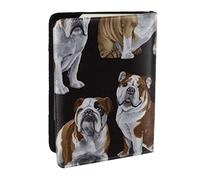 AABSTBFM Porte-passeport Voyage en cuir avec imprimé bouledogues anglais de 16,5 cm pour homme et femme, Noir, Taille unique