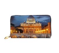 AABSTBFM Portefeuille en cuir imprimé Cité du Vatican pour homme et femme avec fermeture éclair, Noir , Taille unique, Moderne