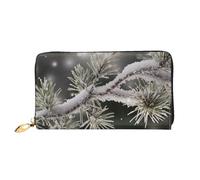 AABSTBFM Portefeuille en cuir imprimé flocon de neige et sapin pour homme et femme avec fermeture éclair, Noir , Taille unique, Moderne