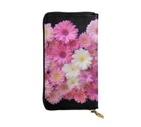 AABSTBFM Portefeuille en cuir imprimé groupe de fleurs roses pour homme et femme avec fermeture éclair, Noir , Taille unique, Moderne