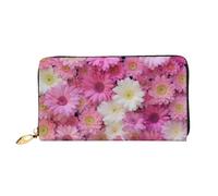 AABSTBFM Portefeuille en cuir imprimé groupe de fleurs roses pour homme et femme avec fermeture éclair, Noir , Taille unique, Moderne