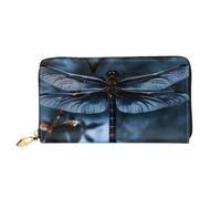 AABSTBFM Portefeuille en cuir imprimé libellule noire pour homme et femme avec fermeture éclair, Noir , Taille unique, Moderne